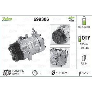 Kompressor Klimaanlage VALEO 699306 für Opel Astra G CC Zafira A Corsa C Combo