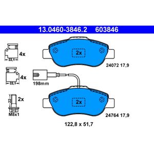 Bremsbelagsatz Scheibenbremse ATE 13.0460-3846.2 für Fiat Ford Panda 500 KA