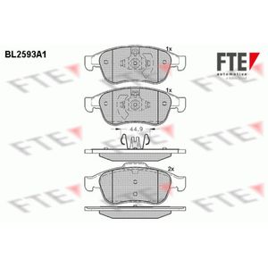 Bremsbelagsatz Scheibenbremse FTE 9010844 für Renault Dacia Megane III Fluence