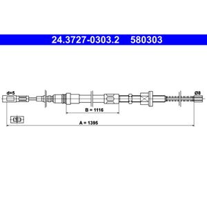 Seilzug Feststellbremse ATE 24.3727-0303.2 für Citroën AX