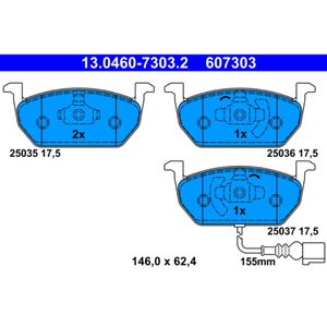 Bremsbelagsatz Scheibenbremse ATE 13.0460-7303.2 für Seat VW Audi Skoda Leon ST