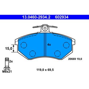 Bremsbelagsatz Scheibenbremse ATE 13.0460-2934.2 für Audi 80 B3 100 C2 Quattro