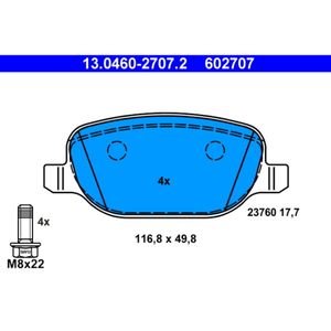 Bremsbelagsatz Scheibenbremse ATE 13.0460-2707.2 für Alfa Romeo Lancia Brera 159