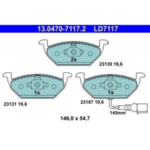 Bremsbelagsatz Scheibenbremse ATE 13.0470-7117.2 für Seat VW Skoda Audi Leon A3