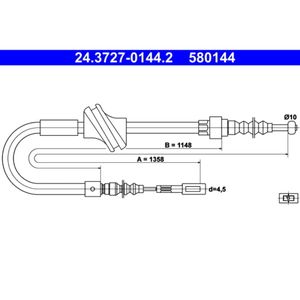 Seilzug Feststellbremse ATE 24.3727-0144.2 für Audi 80 B3 Coupe Cabriolet