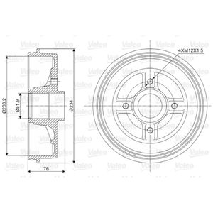 Bremstrommel VALEO 237008 für Dacia Renault Logan Clio II Megane I Thalia