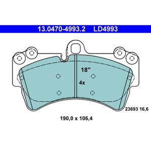 Bremsbelagsatz Scheibenbremse ATE 13.0470-4993.2 für Audi VW Porsche Q7