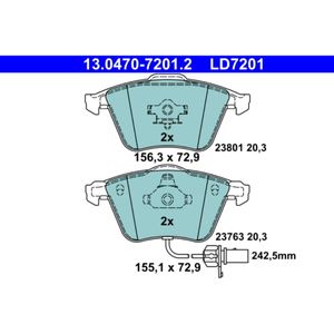 Bremsbelagsatz Scheibenbremse ATE 13.0470-7201.2 für Audi Seat A6 C6 Avant