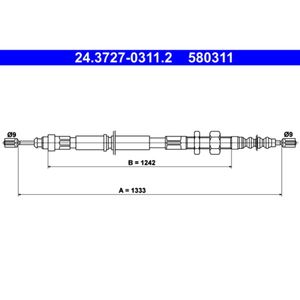 Seilzug Feststellbremse ATE 24.3727-0311.2 für Citroën Xantia Break