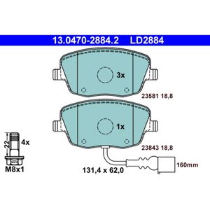 Bremsbelagsatz Scheibenbremse ATE 13.0470-2884.2 für Skoda VW Seat Roomster Polo