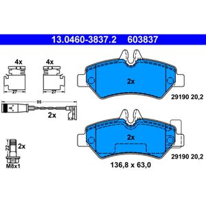 Bremsbelagsatz Scheibenbremse ATE 13.0460-3837.2 für Mercedes-Benz Sprinter 3,