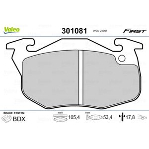 Bremsbelagsatz Scheibenbremse VALEO 301081 für Peugeot Renault Talbot Citroën 9