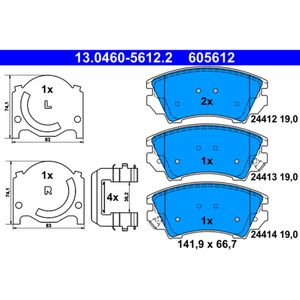 Bremsbelagsatz Scheibenbremse ATE 13.0460-5612.2 für Saab Opel Chevrolet Vauxhall