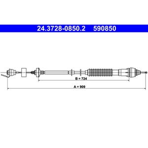 Seilzug Kupplungsbetätigung ATE 24.3728-0850.2 für Citroën Peugeot Partner