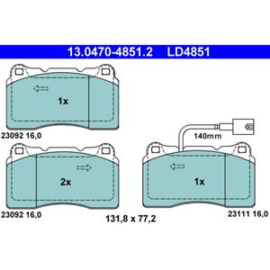 Bremsbelagsatz Scheibenbremse ATE 13.0470-4851.2 für Alfa Romeo 159