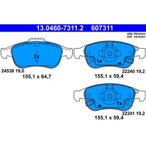 Bremsbelagsatz Scheibenbremse ATE 13.0460-7311.2 für Jeep Fiat Renegade 500x