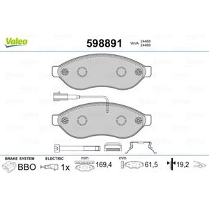 Bremsbelagsatz Scheibenbremse VALEO 598891 für Fiat Peugeot Citroën Opel Ducato