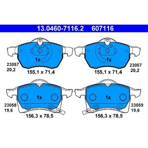 Bremsbelagsatz Scheibenbremse ATE 13.0460-7116.2 für Opel Astra G CC Zafira A