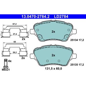 Bremsbelagsatz Scheibenbremse ATE 13.0470-2784.2 für Ford Fiesta VI B-Max