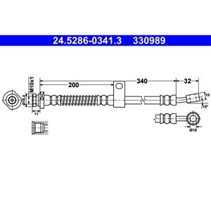 Bremsschlauch ATE 24.5286-0341.3 für Hyundai Atos