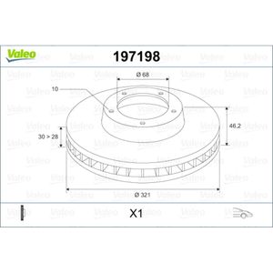 Bremsscheibe VALEO 197198 für Audi Seat A6 C5 A4 B5 Avant Allroad B7 Exeo