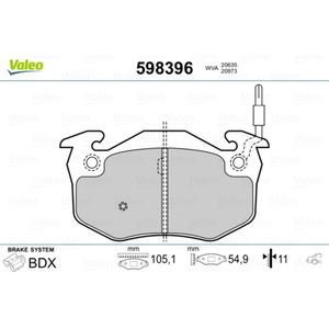 Bremsbelagsatz Scheibenbremse VALEO 598396 für Renault Citroën Peugeot Super 5 9