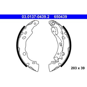 Bremsbackensatz ATE 03.0137-0439.2 für Lancia Citroën Peugeot Ypsilon C3 I C2