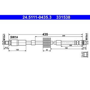 Bremsschlauch ATE 24.5111-0435.3 für Peugeot 5008 308 I 3008 Van