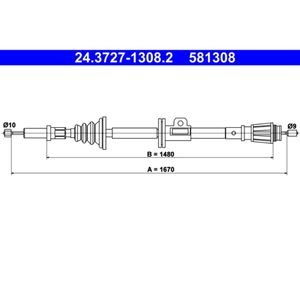 Seilzug Feststellbremse ATE 24.3727-1308.2 für Volvo 850 S70 V70 I