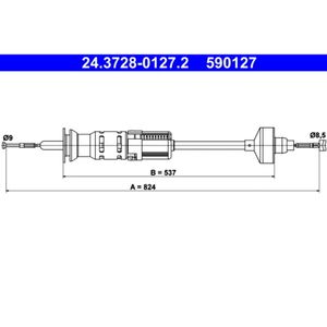 Seilzug Kupplungsbetätigung ATE 24.3728-0127.2 für VW Golf III Vento