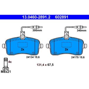 Bremsbelagsatz Scheibenbremse ATE 13.0460-2891.2 für Peugeot 407 SW