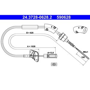 Seilzug Kupplungsbetätigung ATE 24.3728-0628.2 für Fiat Ford Panda 500 KA