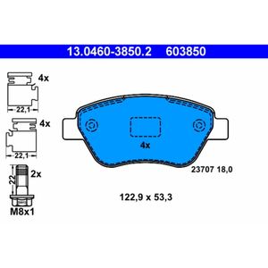 Bremsbelagsatz Scheibenbremse ATE 13.0460-3850.2 für Fiat Panda Classic