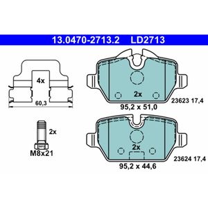 Bremsbelagsatz Scheibenbremse ATE 13.0470-2713.2 für Mini BMW Countryman