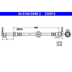 Bremsschlauch ATE 24.5140-0498.3 für Mercedes-Benz Vito Mixto