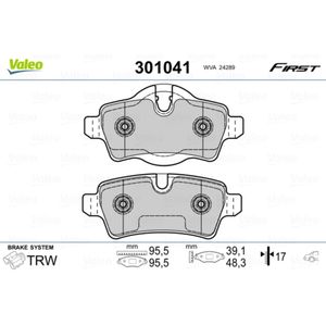 Bremsbelagsatz Scheibenbremse VALEO 301041 für Mini Roadster