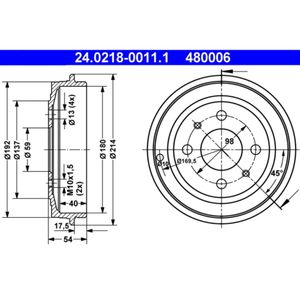 Bremstrommel ATE 24.0218-0011.1 (2 Stk.) für Fiat Lancia Ford 500 C Tipo Dedra Y