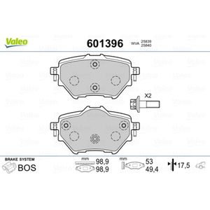 Bremsbelagsatz Scheibenbremse VALEO 601396 für Citroën Peugeot Opel Vauxhall DS