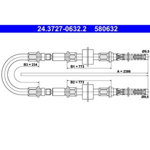 Seilzug Feststellbremse ATE 24.3727-0632.2 für Ford Transit