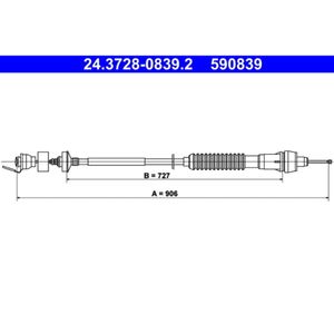 Seilzug Kupplungsbetätigung ATE 24.3728-0839.2 für Citroën Xsara Break