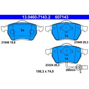 Bremsbelagsatz Scheibenbremse ATE 13.0460-7143.2 für VW Ford Seat Sharan