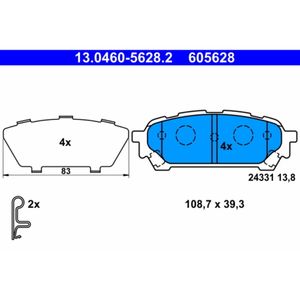 Bremsbelagsatz Scheibenbremse ATE 13.0460-5628.2