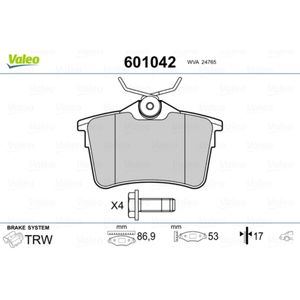 Bremsbelagsatz Scheibenbremse VALEO 601042 für Peugeot Citroën BMW Partner 5er