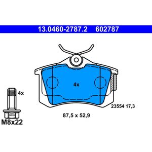 Bremsbelagsatz Scheibenbremse ATE 13.0460-2787.2 für Seat Audi VW Skoda Leon A3