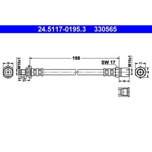 Bremsschlauch ATE 24.5117-0195.3 für Opel Saab Vectra A CC Calibra Astra F 9-3