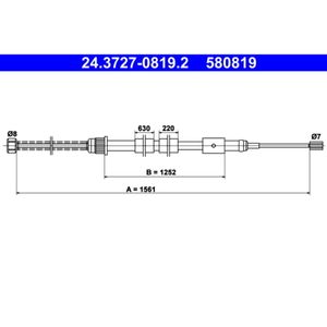 Seilzug Feststellbremse ATE 24.3727-0819.2 für Peugeot 306