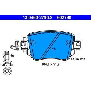 Bremsbelagsatz Scheibenbremse ATE 13.0460-2790.2 für Audi Seat Skoda VW A1