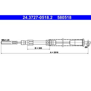 Seilzug Feststellbremse ATE 24.3727-0518.2 für Fiat Uno