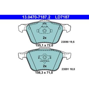 Bremsbelagsatz Scheibenbremse ATE 13.0470-7187.2 für Volvo S80 I Xc90 V70 II