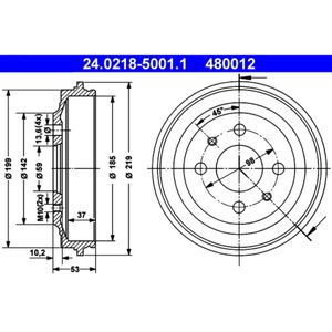 Bremstrommel ATE 24.0218-5001.1 (2 Stk.) für Fiat Abarth Lancia Seat Autobianchi